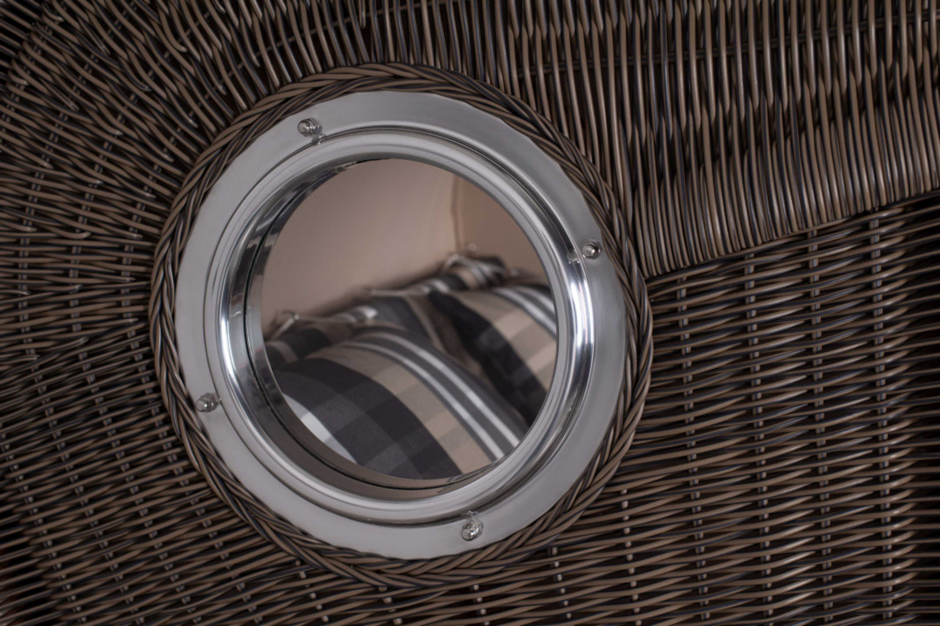 Strandkorb Amrum Grande Bullauge Mahagoni PE grey Dessin 583