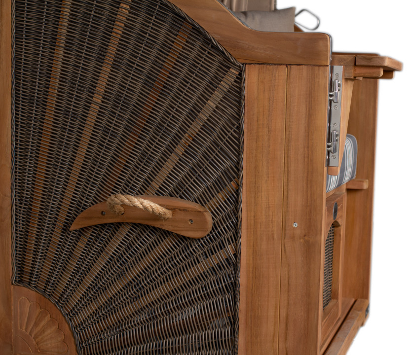 Strandkorb Amrum Single Bullauge Teak PE Grey Dessin 522