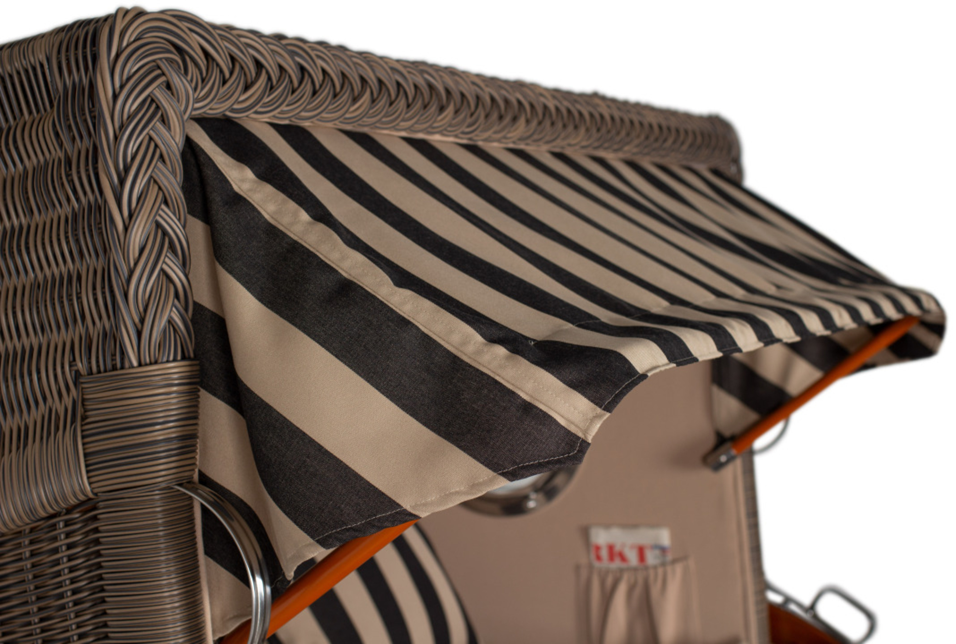 Strandkorb Amrum Grande Bullauge Mahagoni PE grey Dessin 581