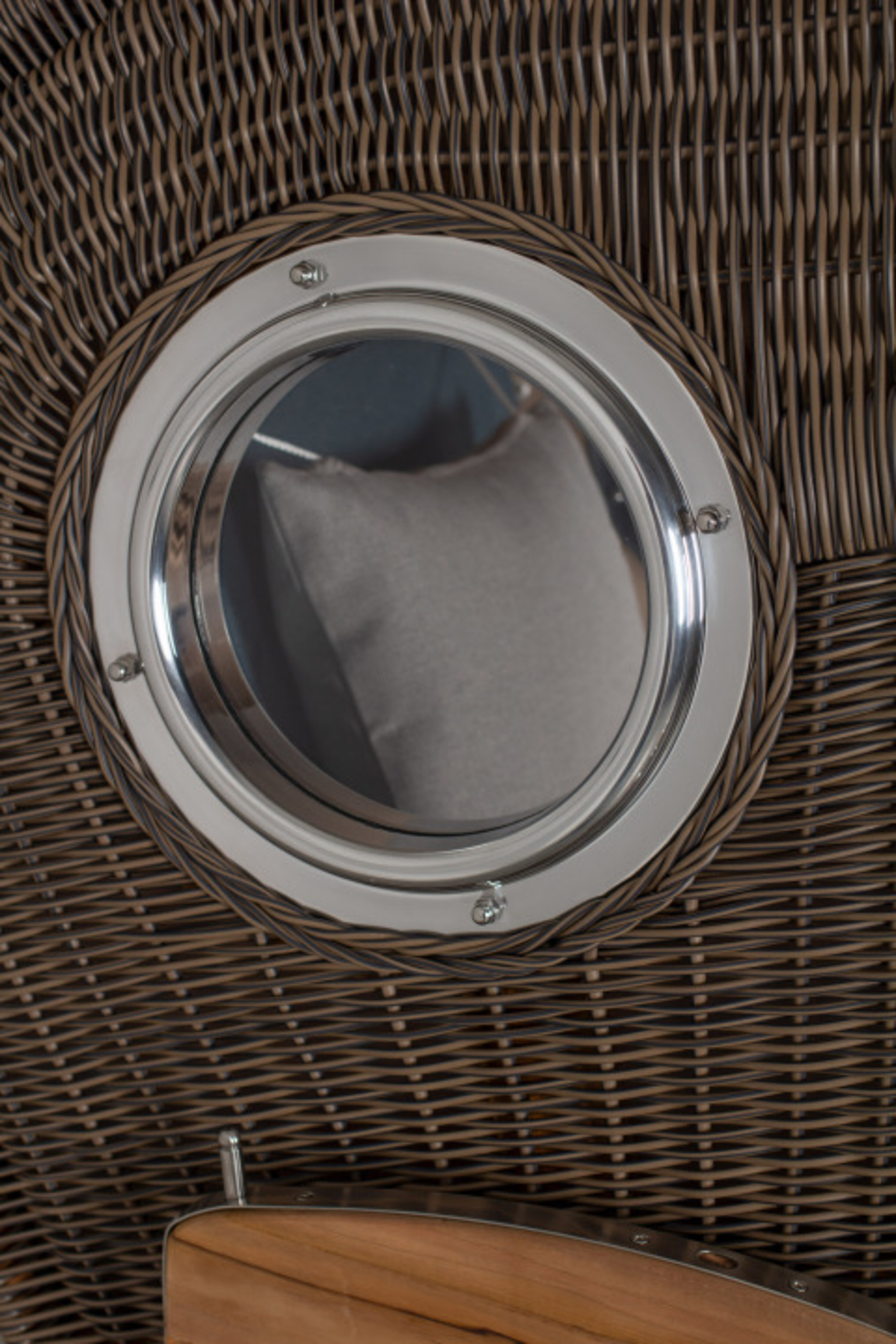 Strandkorb Amrum Single Bullauge Teak PE Grey Dessin 593