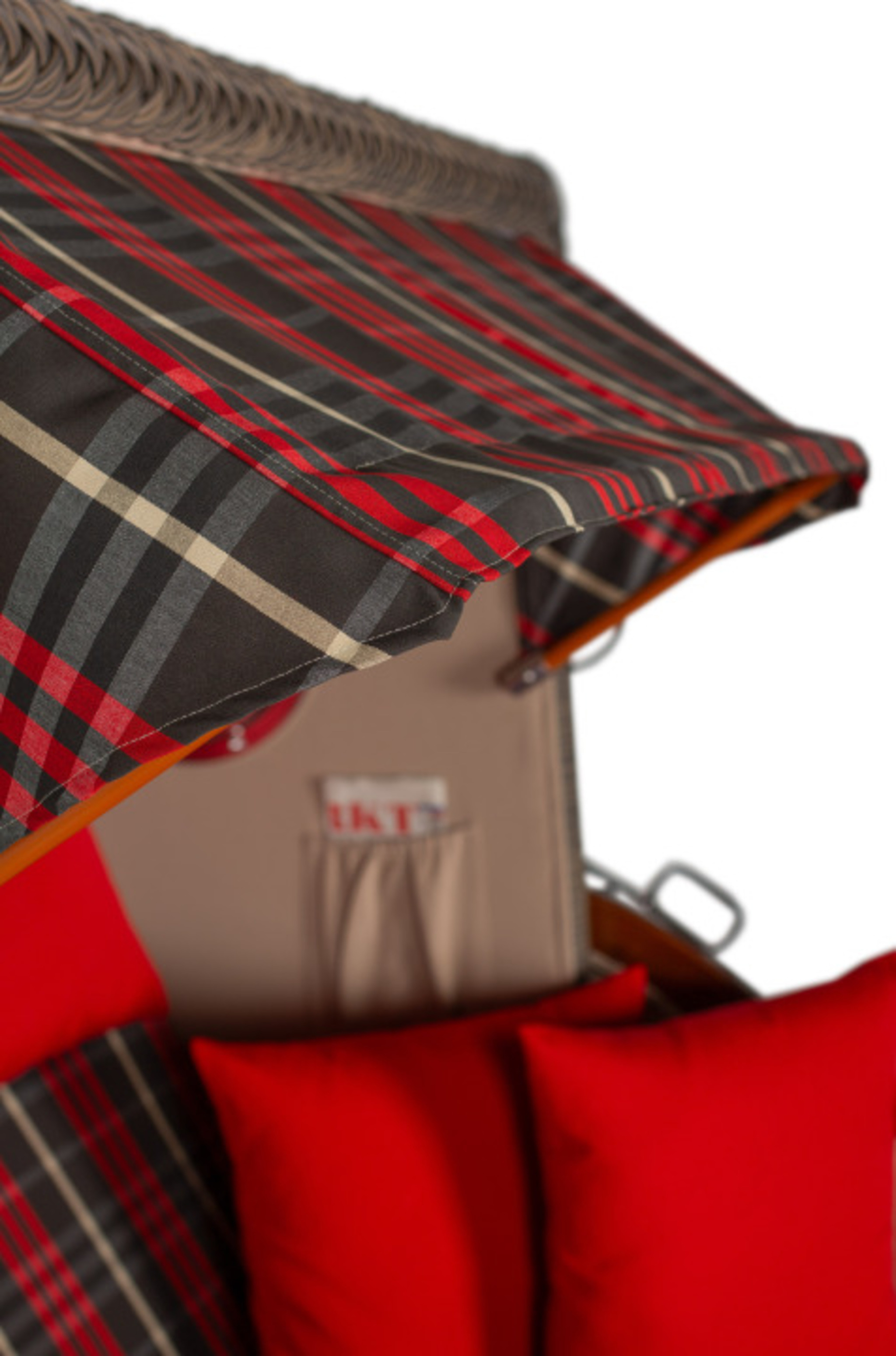 Strandkorb Amrum Grande Bullauge Mahagoni PE grey Dessin 529