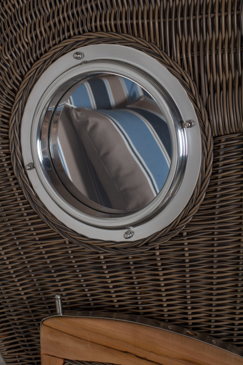 Strandkorb Amrum Single Bullauge Teak PE Grey Dessin 580