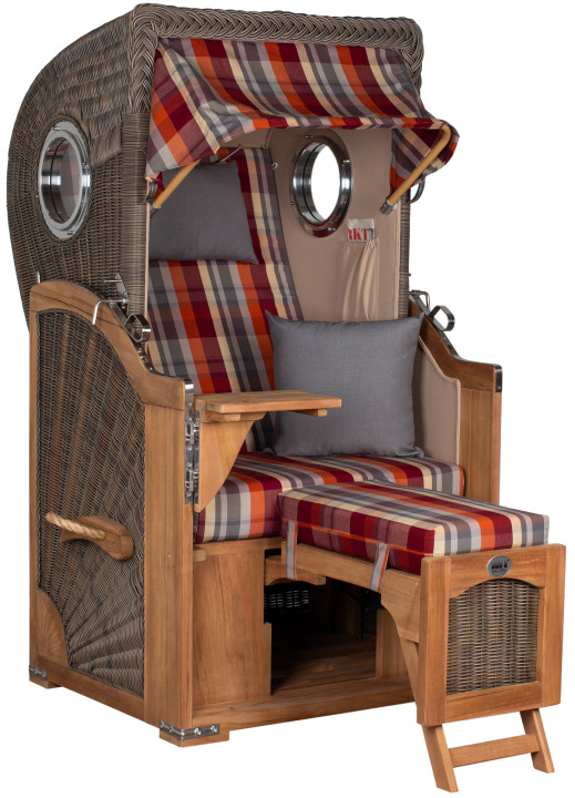 Strandkorb Amrum Single Bullauge Teak PE Grey Dessin 584