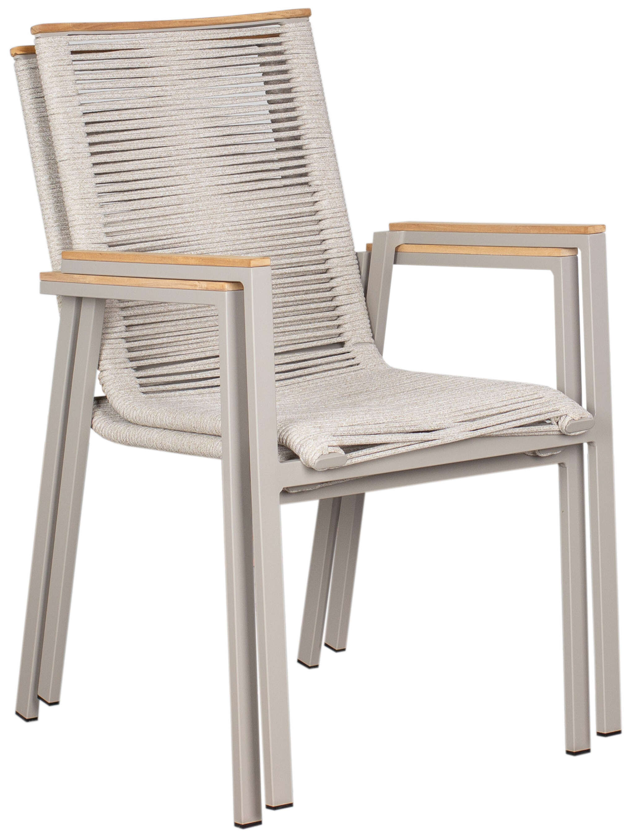 Dining Stapelsessel Alicante Rope Ivory mit Teakarmlehne
