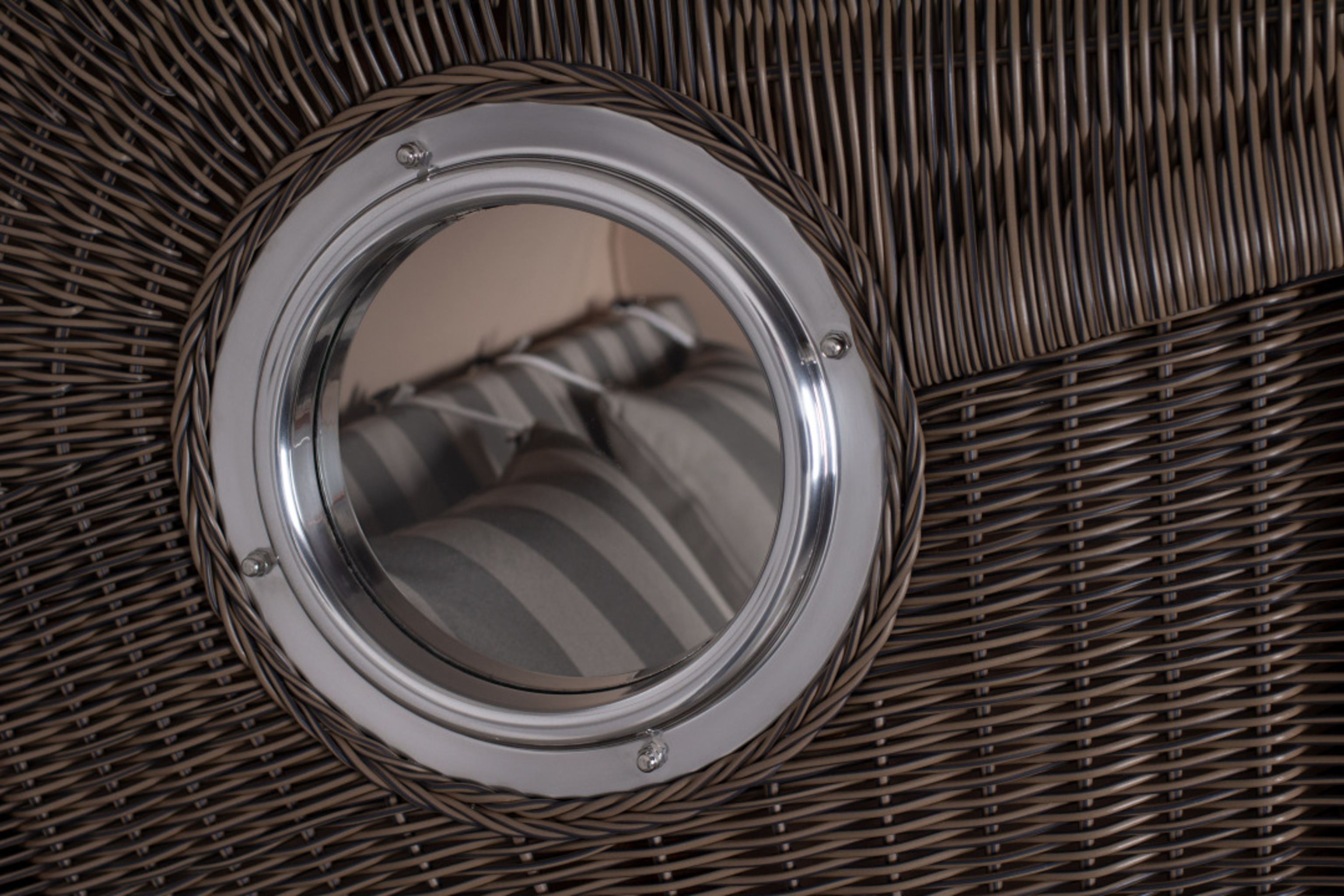 Strandkorb Amrum Grande Bullauge Mahagoni PE grey Dessin 537