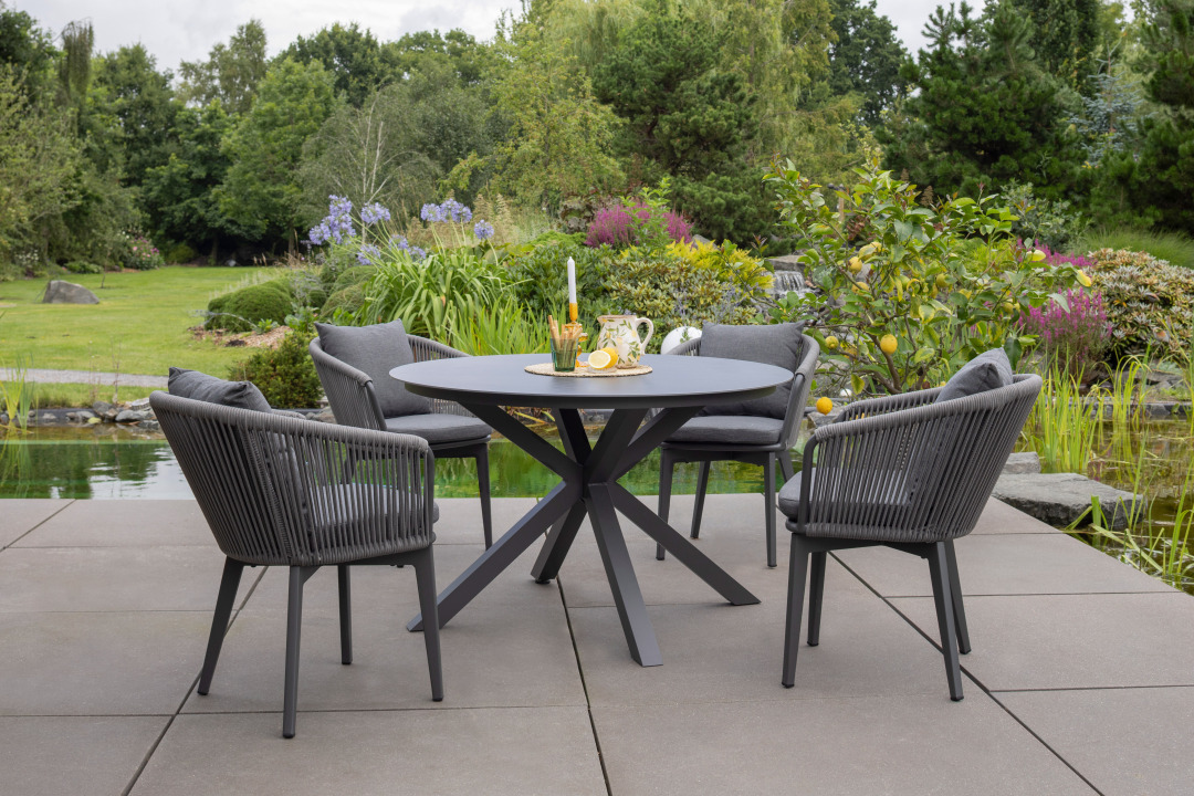 Gartenmöbelset Diningsessel Cadiz mit Tisch Malaga 120 cm