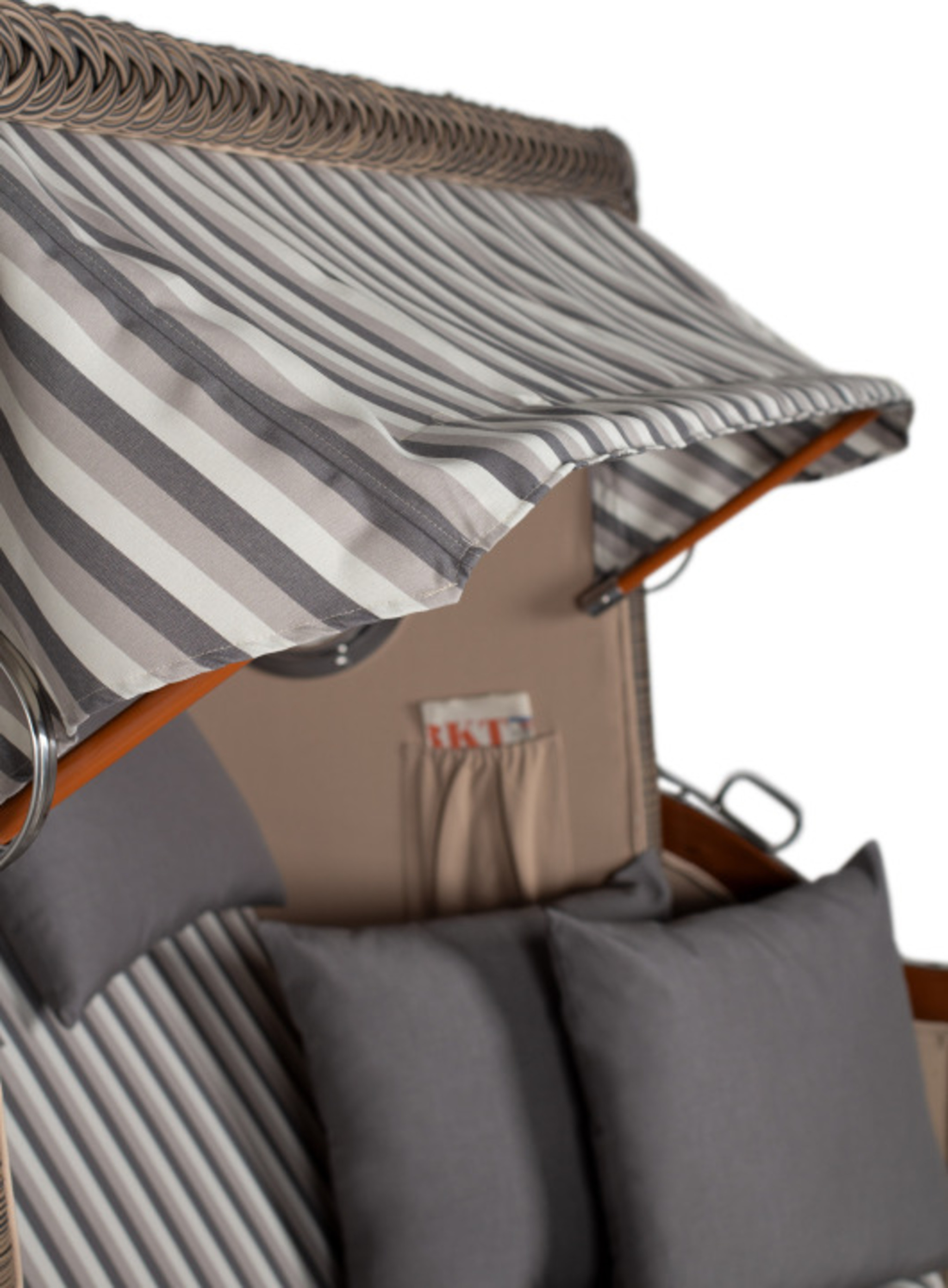 Strandkorb Amrum Grande Bullauge Mahagoni PE grey Dessin 545