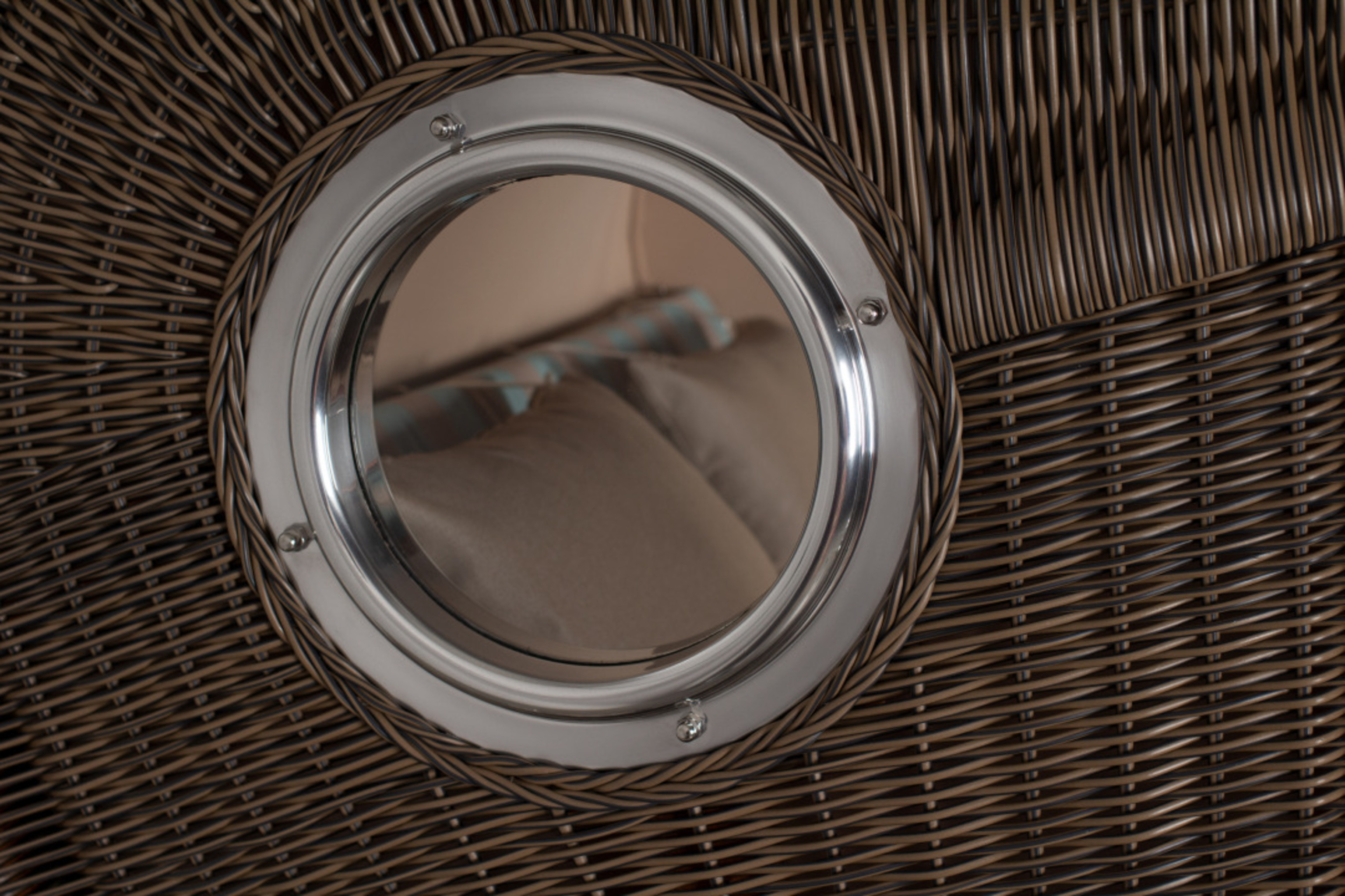 Strandkorb Amrum Grande Bullauge Mahagoni PE grey Dessin 520