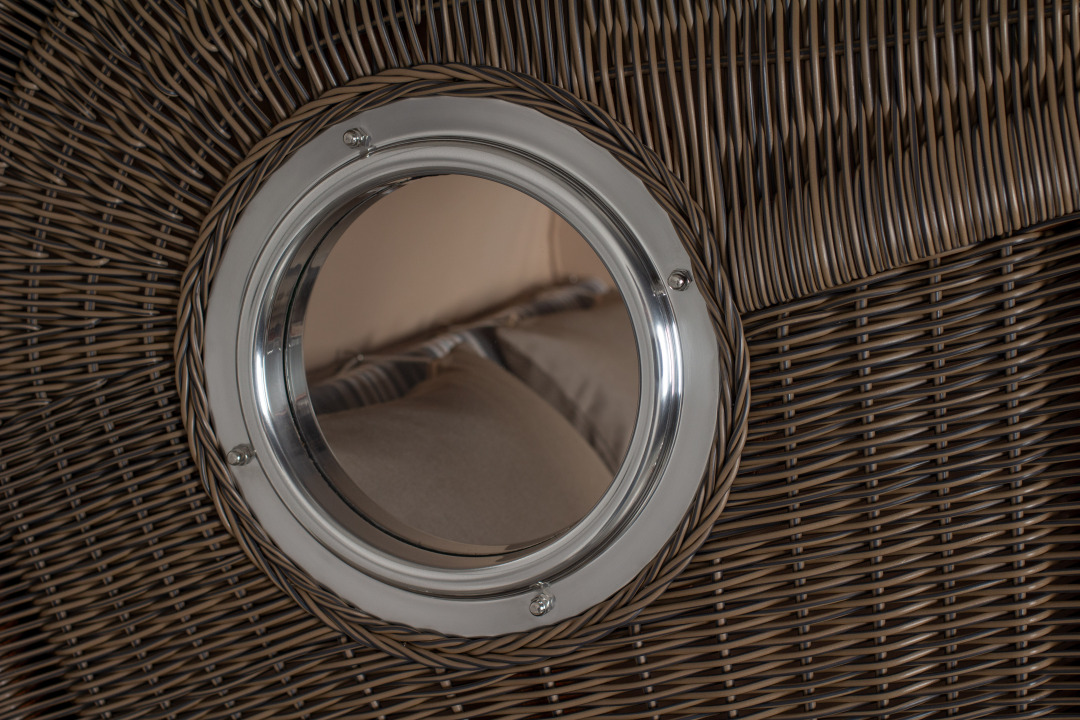 Strandkorb Amrum Grande Bullauge Mahagoni PE grey Dessin 522