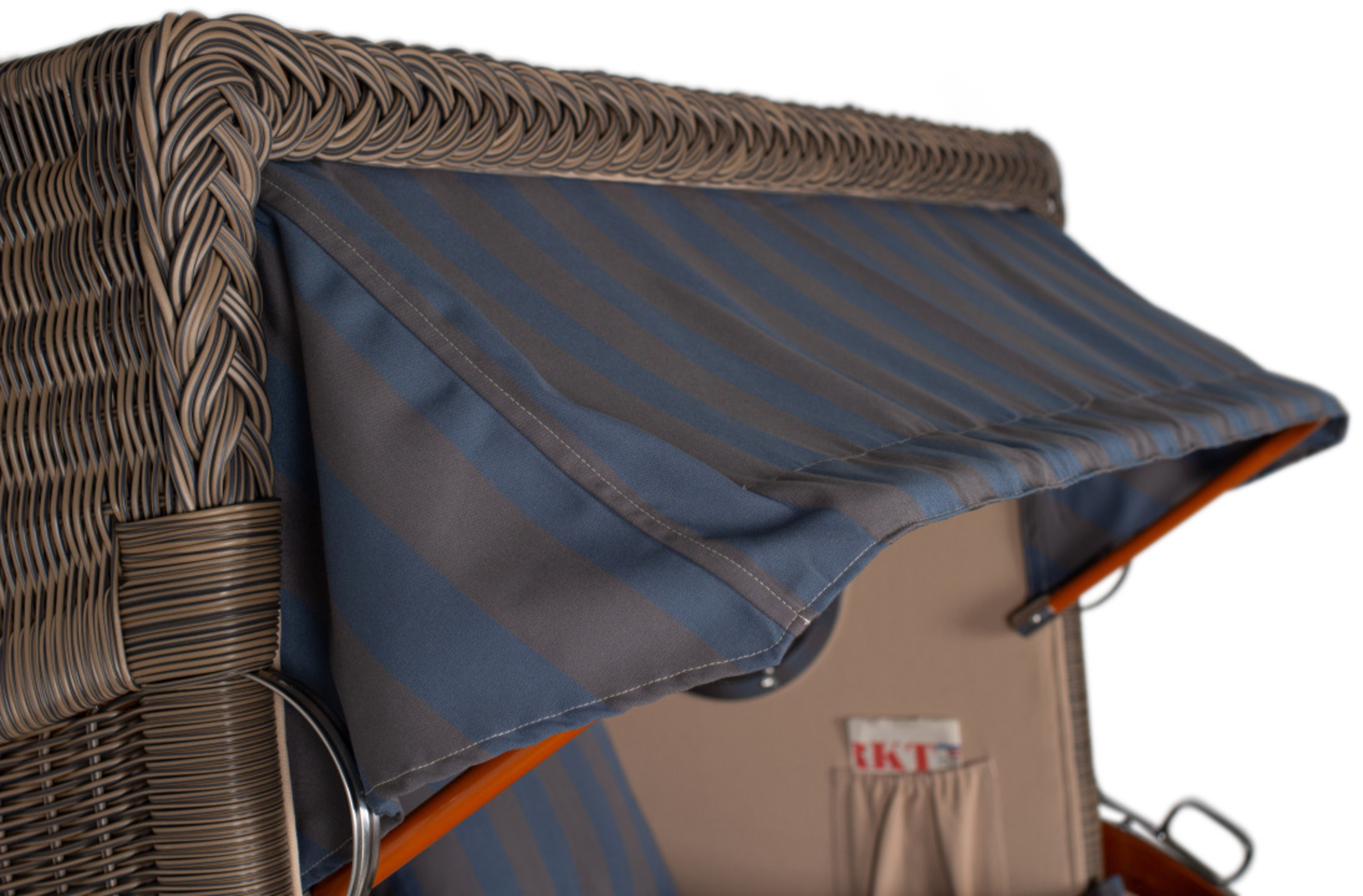 Strandkorb Amrum Grande Bullauge Mahagoni PE grey Dessin 582