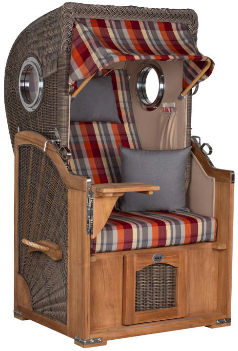 Strandkorb Amrum Single Bullauge Teak PE Grey Dessin 584