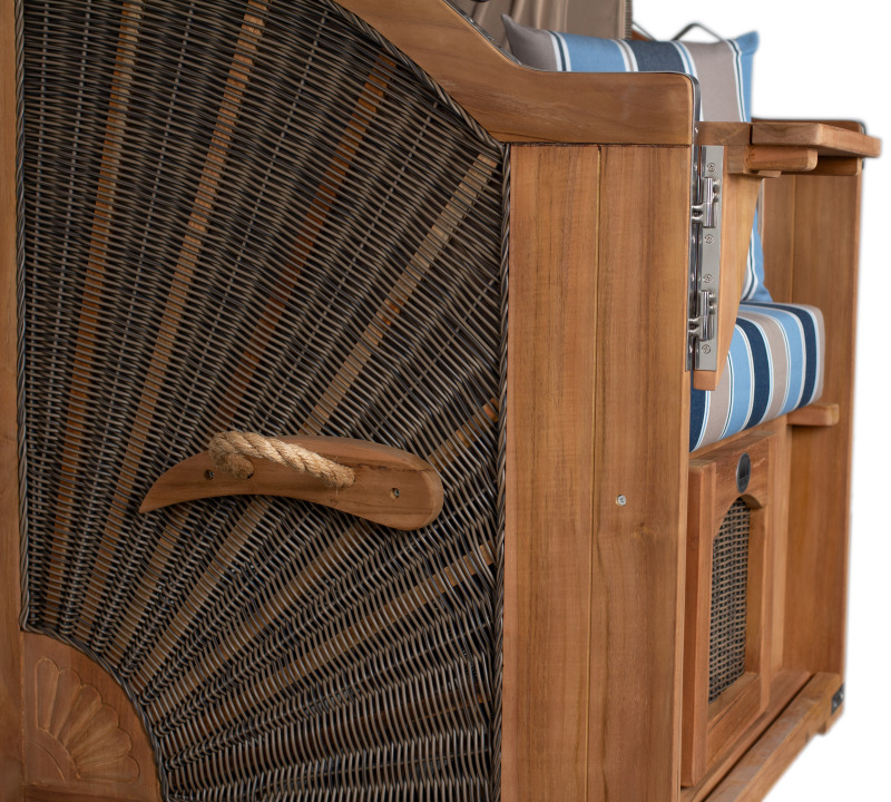 Strandkorb Amrum Single Bullauge Teak PE Grey Dessin 580