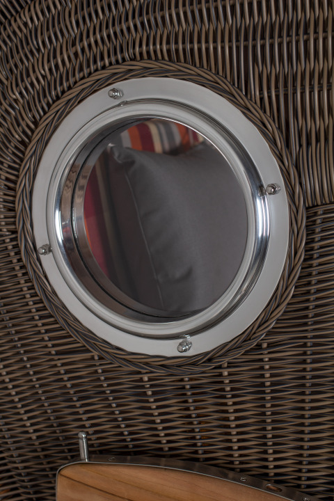 Strandkorb Amrum Single Bullauge Teak PE Grey Dessin 584