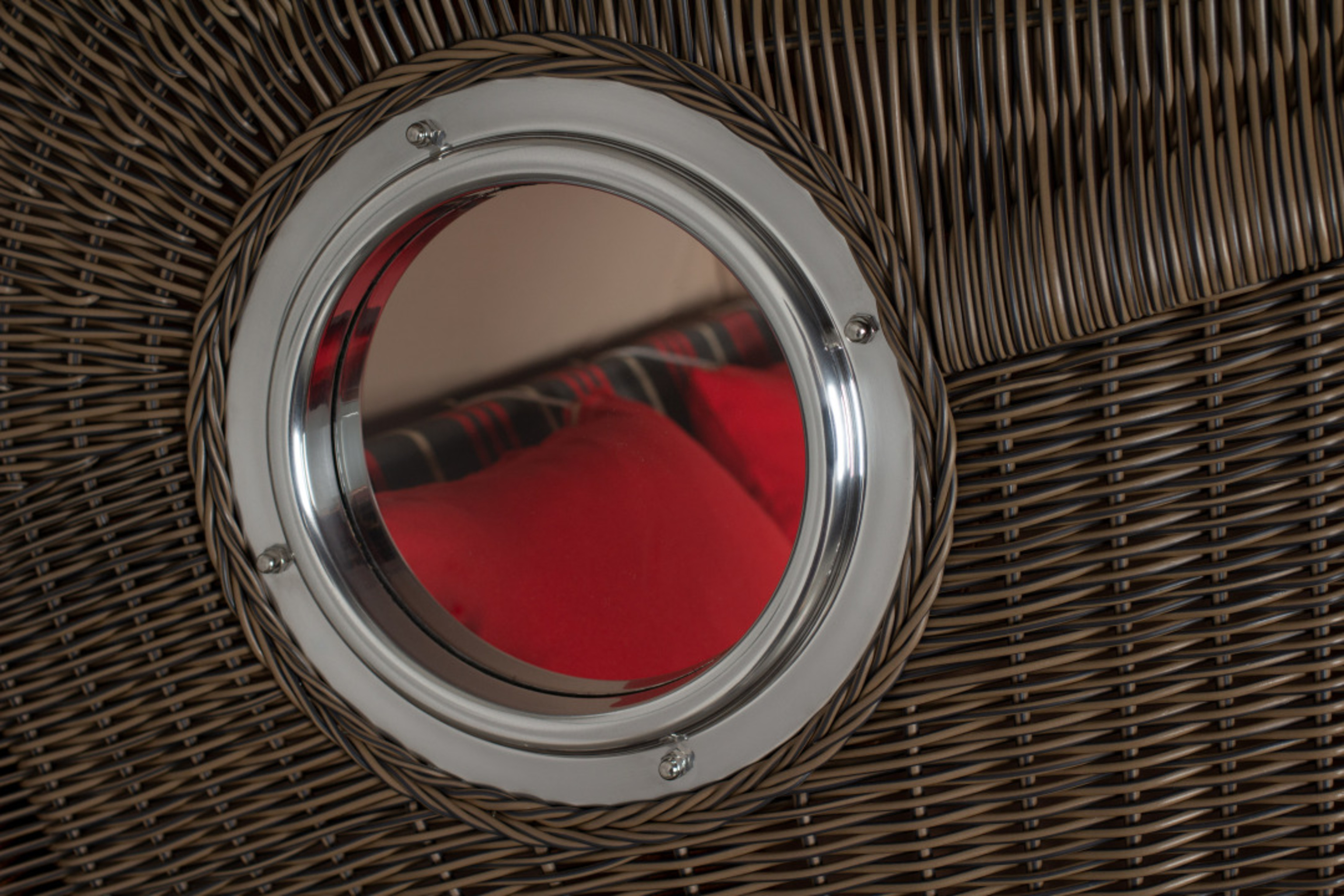 Strandkorb Amrum Grande Bullauge Mahagoni PE grey Dessin 529