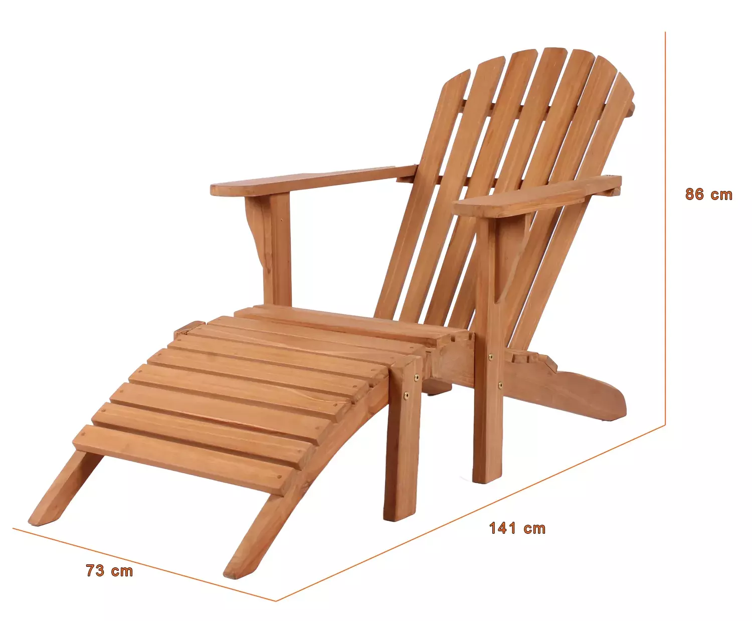 Liegesessel Adirondack Montreal und Tisch Dorset Teak-KOMPLETTSET