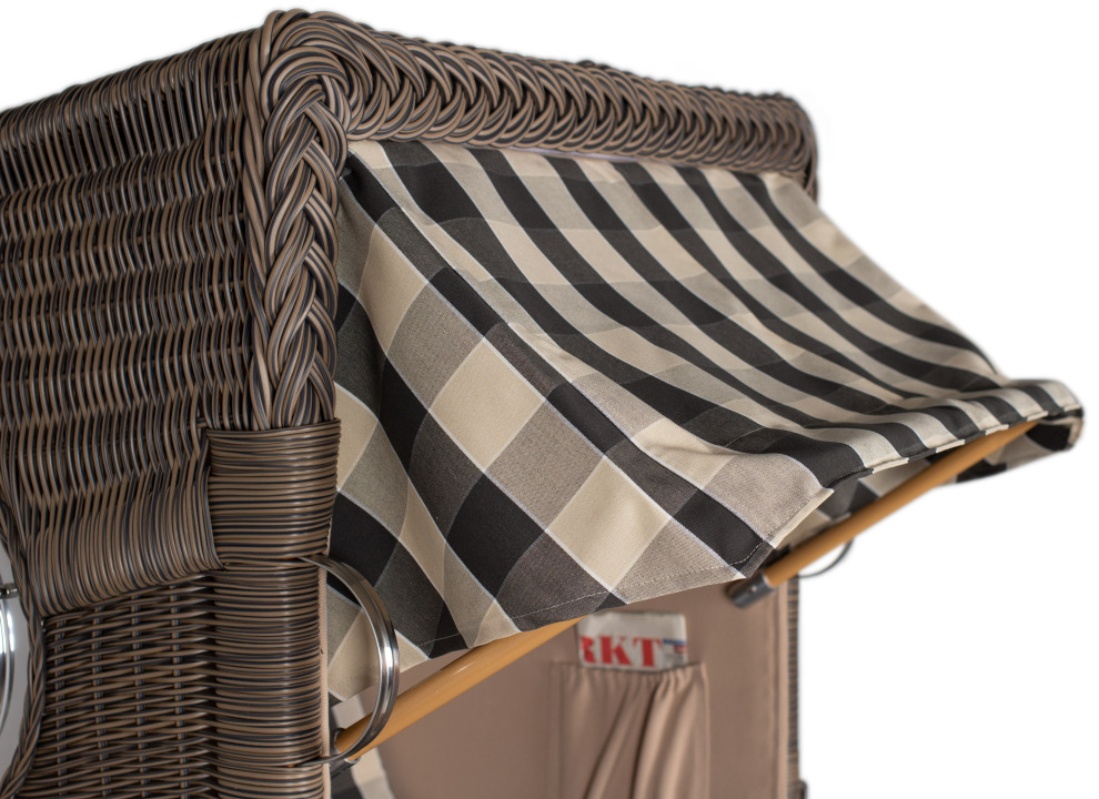 Strandkorb Amrum Single Bullauge Teak PE Grey Dessin 505