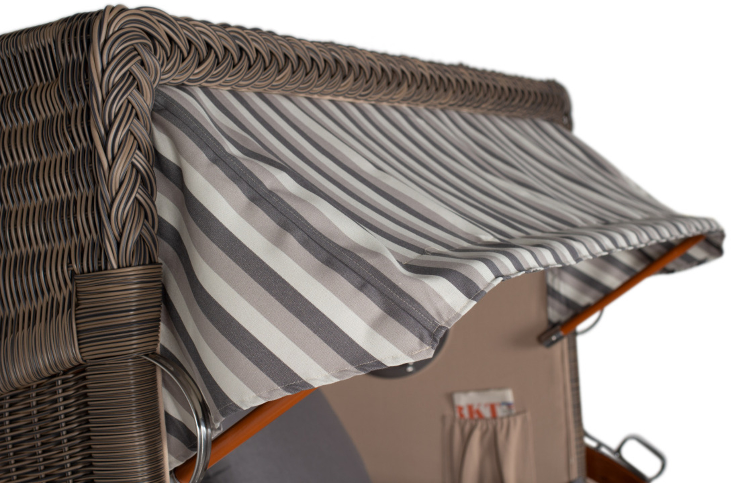 Strandkorb Amrum Grande Bullauge Mahagoni PE grey Dessin 545