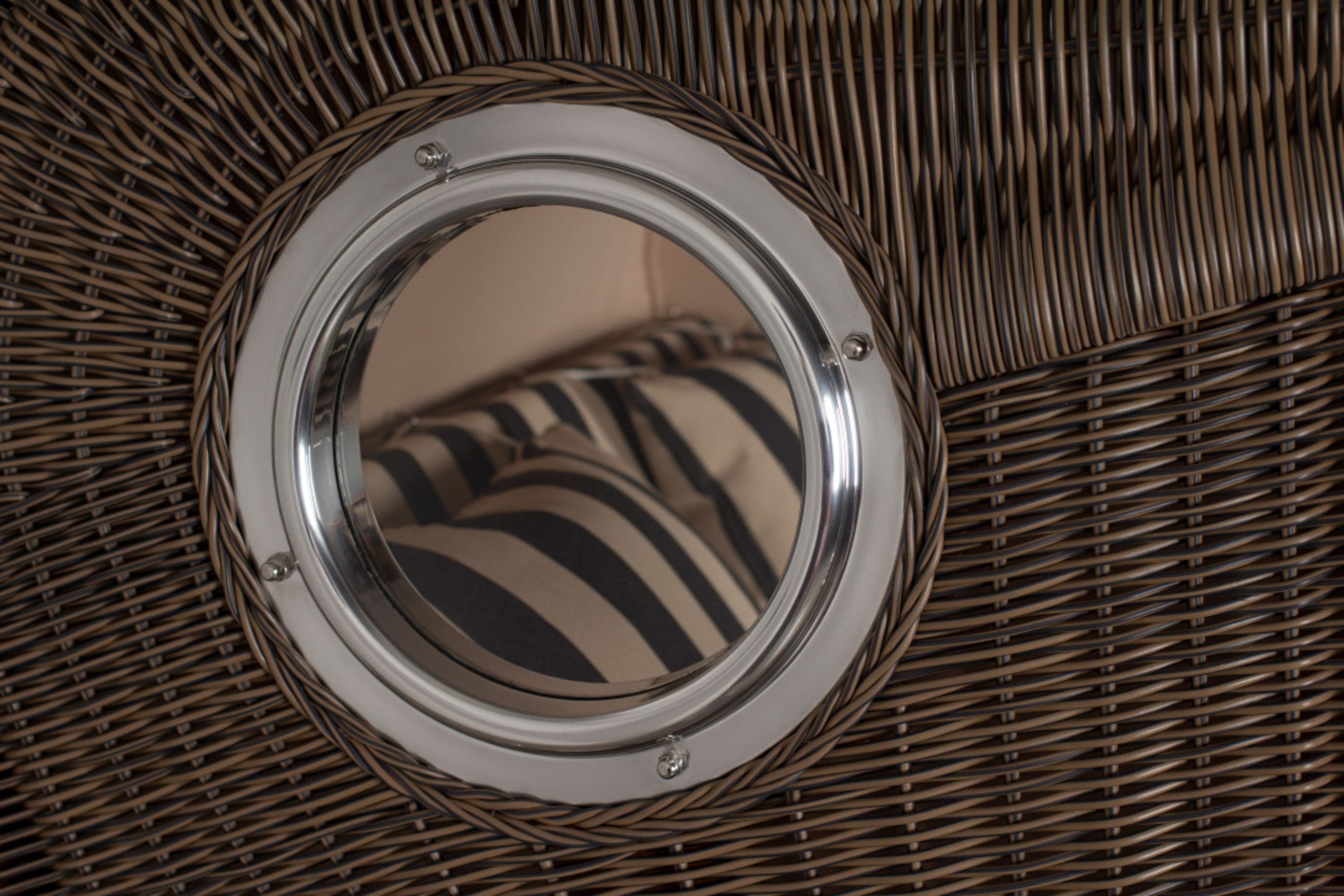 Strandkorb Amrum Grande Bullauge Mahagoni PE grey Dessin 581