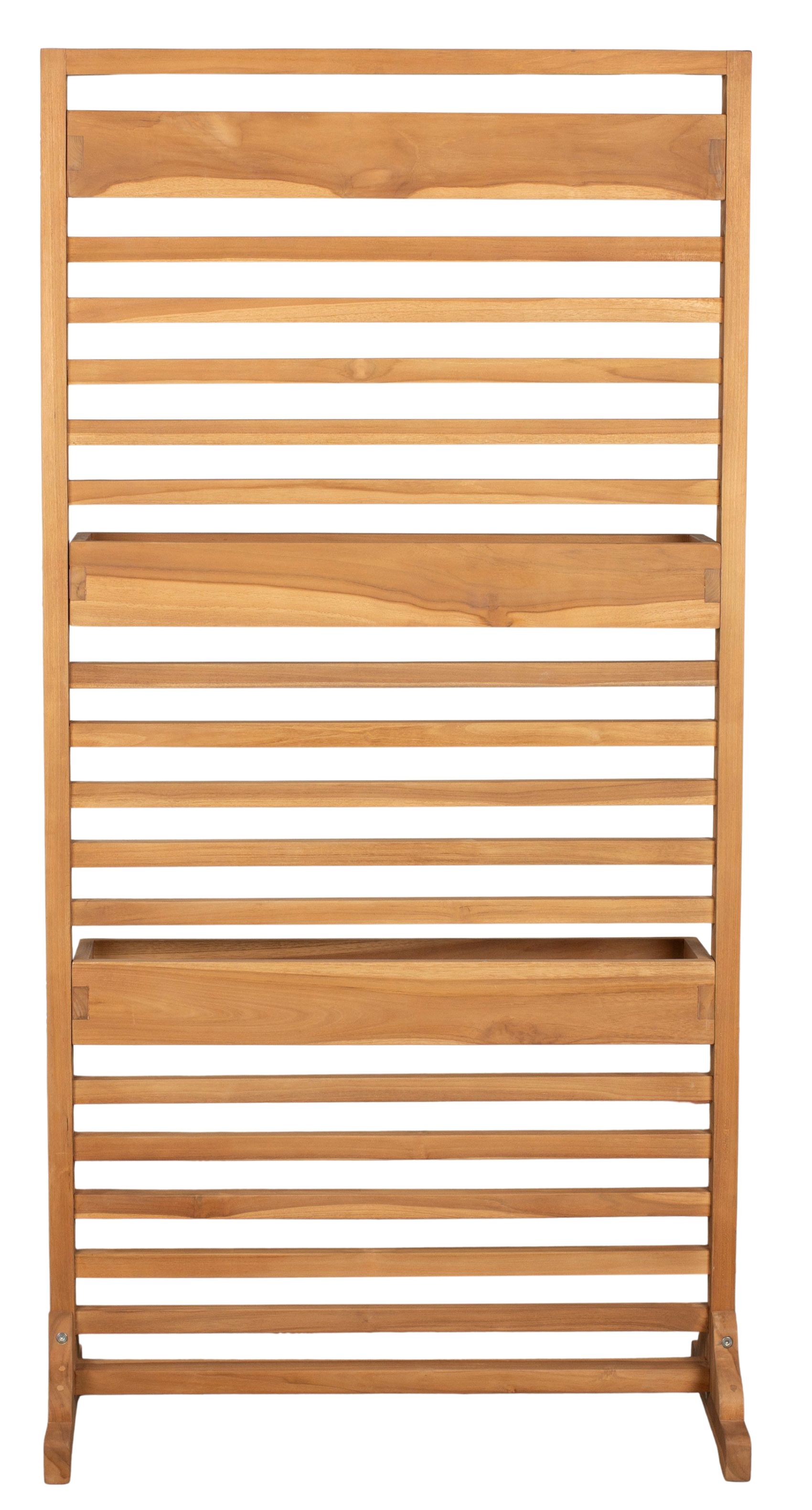 Sichtschutz Pflanzspalier Holmer Teak mit Pflanzbehälter