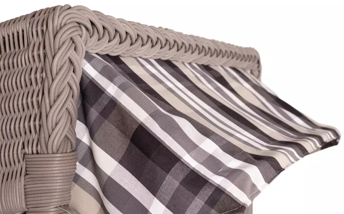 Strandkorb Amrum Mahagoni washed grey PE koboo grey Dessin 583