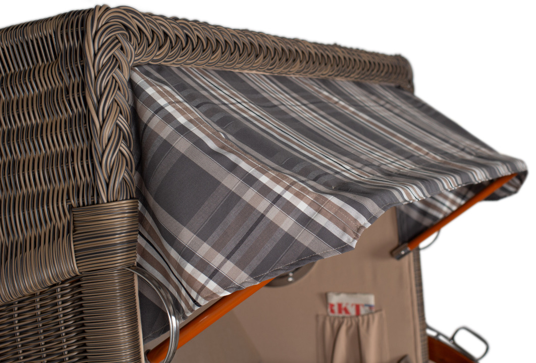 Strandkorb Amrum Grande Bullauge Mahagoni PE grey Dessin 522