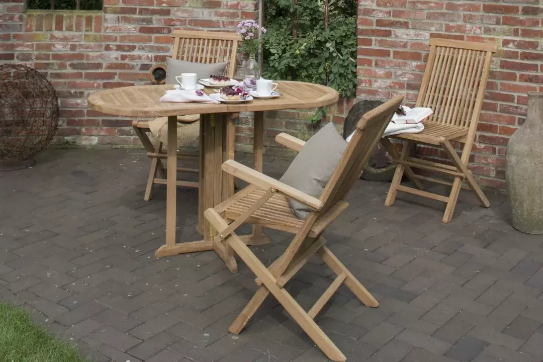 Gartensessel Andover und Tisch Balcony Teak-KOMPLETTSET