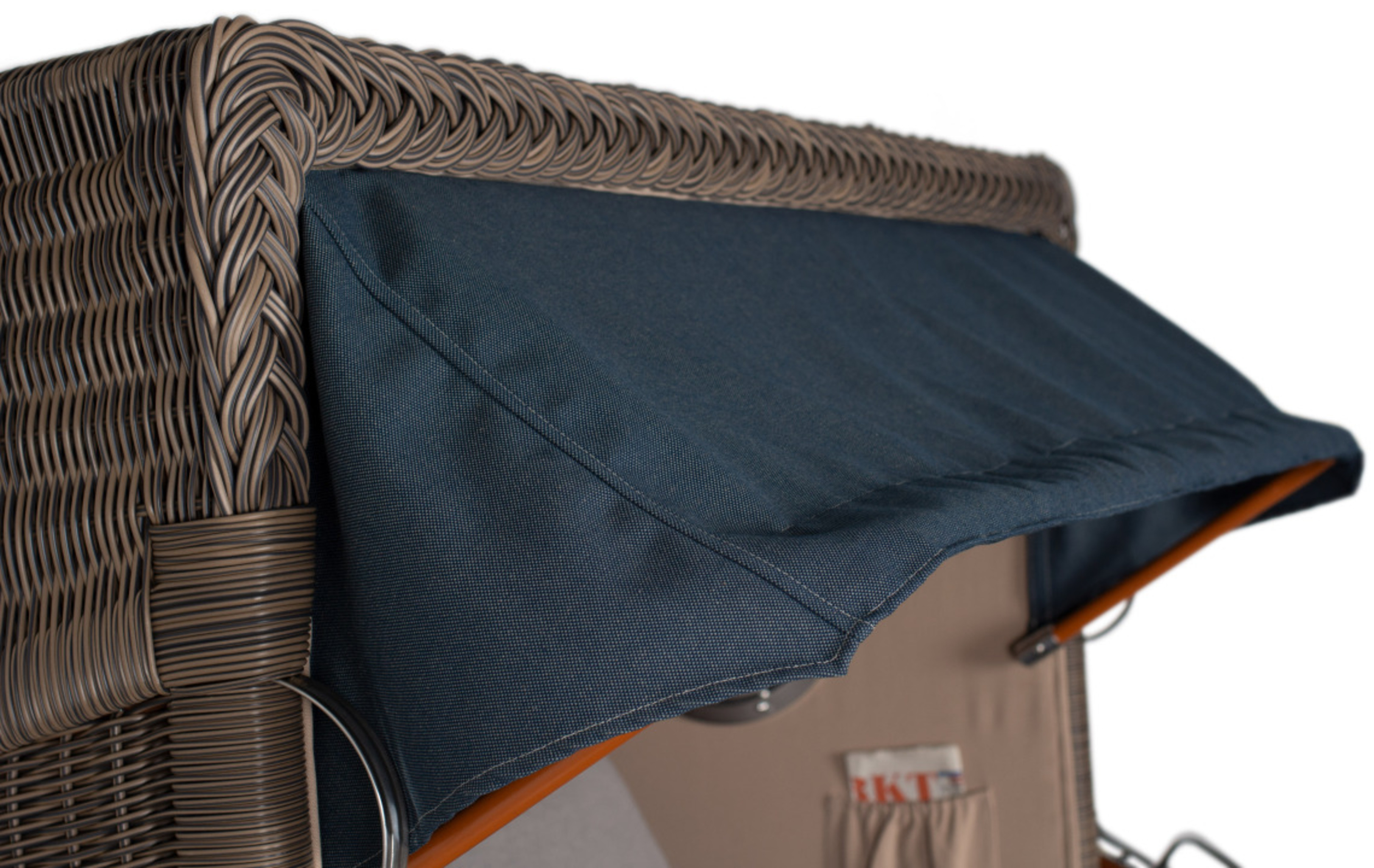 Strandkorb Amrum Grande Bullauge Mahagoni PE grey Dessin 593