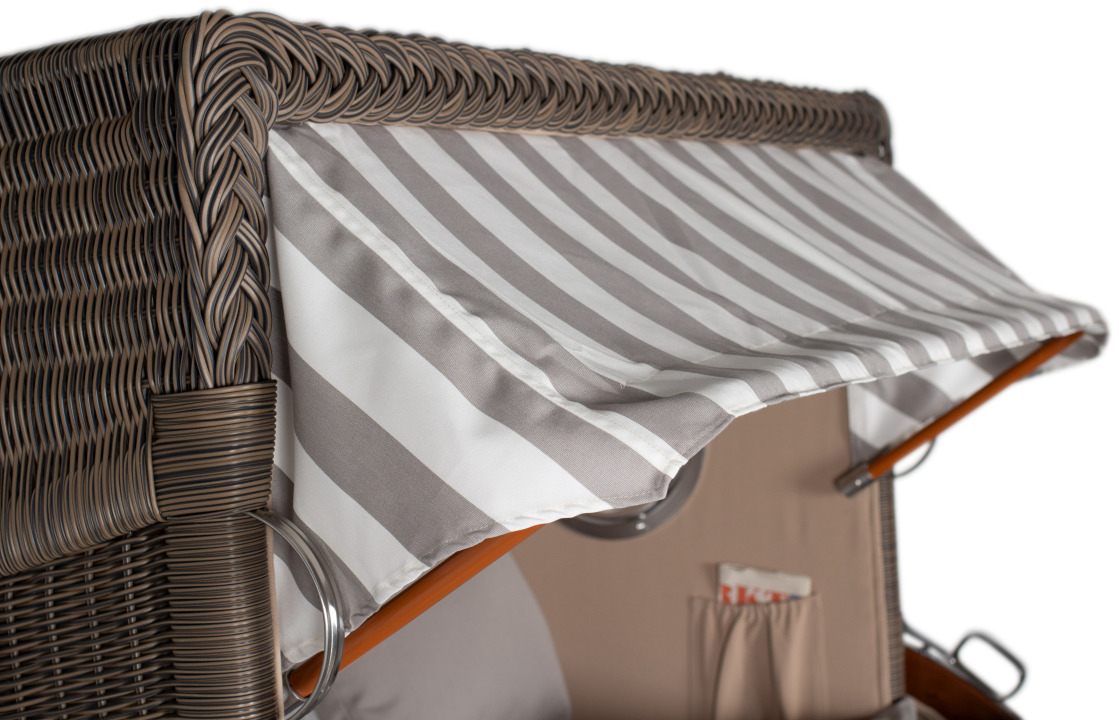 Strandkorb Amrum Grande Bullauge Mahagoni PE grey Dessin 513