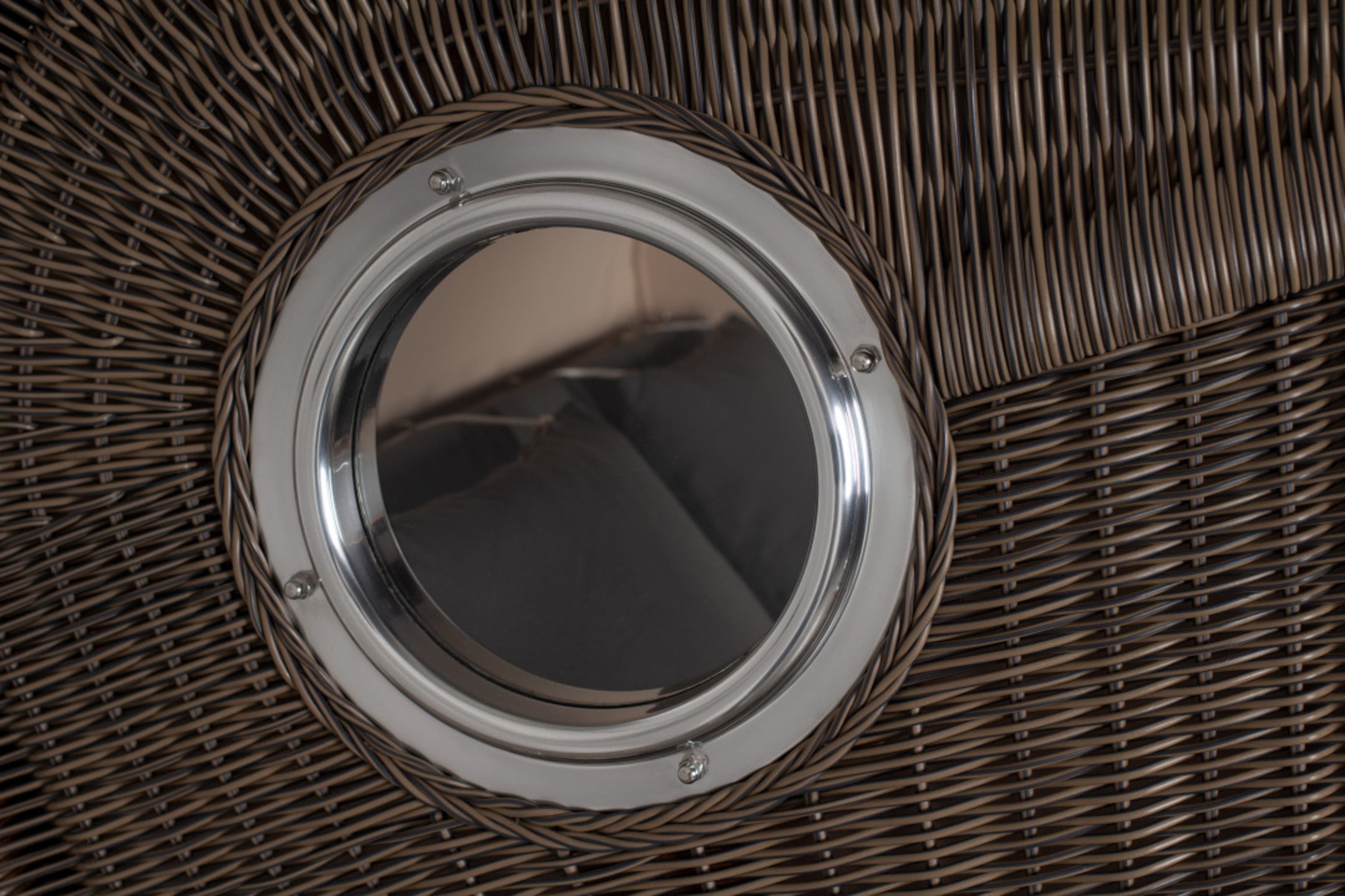 Strandkorb Amrum Grande Bullauge Mahagoni PE grey Dessin 548