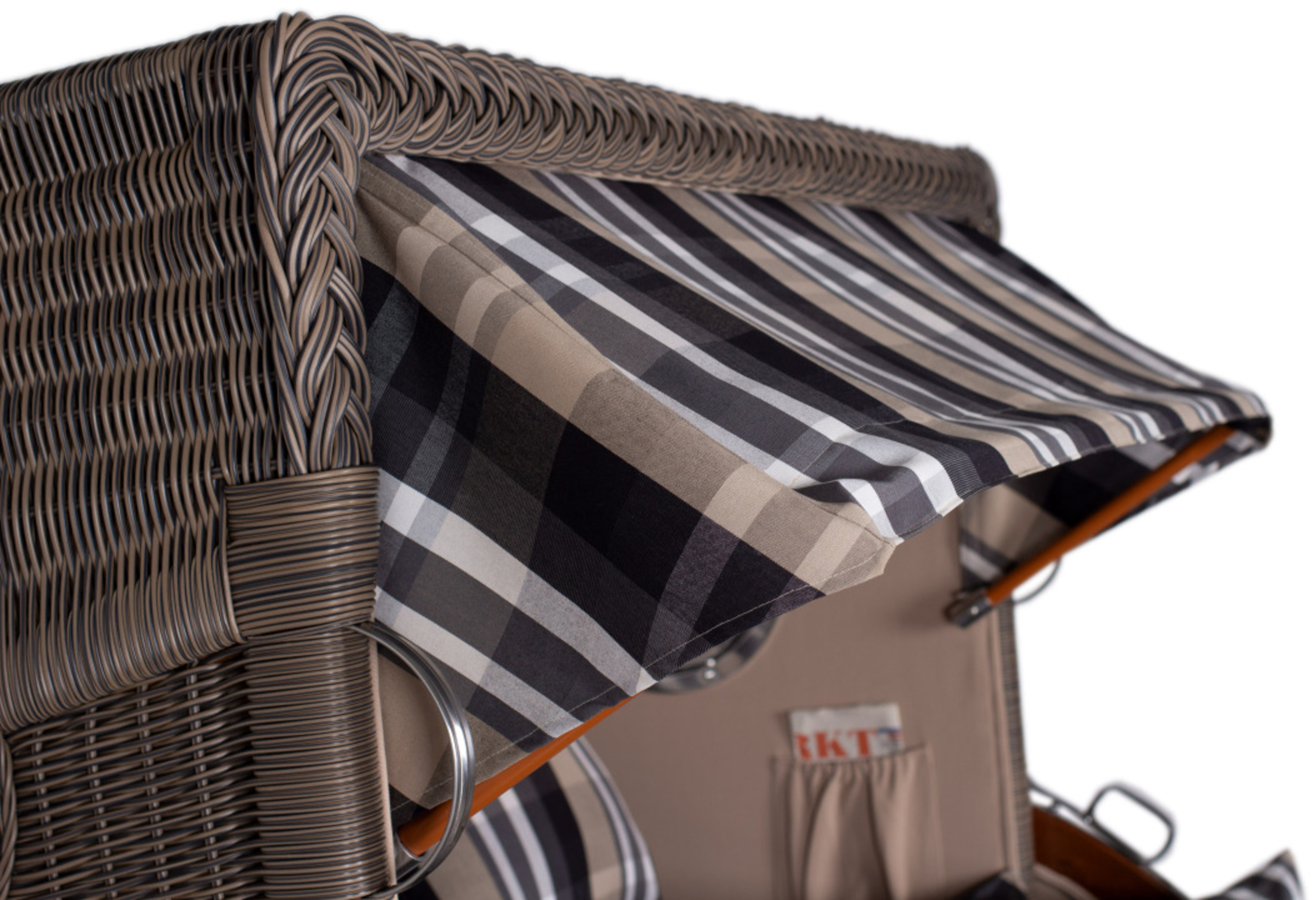 Strandkorb Amrum Grande Bullauge Mahagoni PE grey Dessin 583