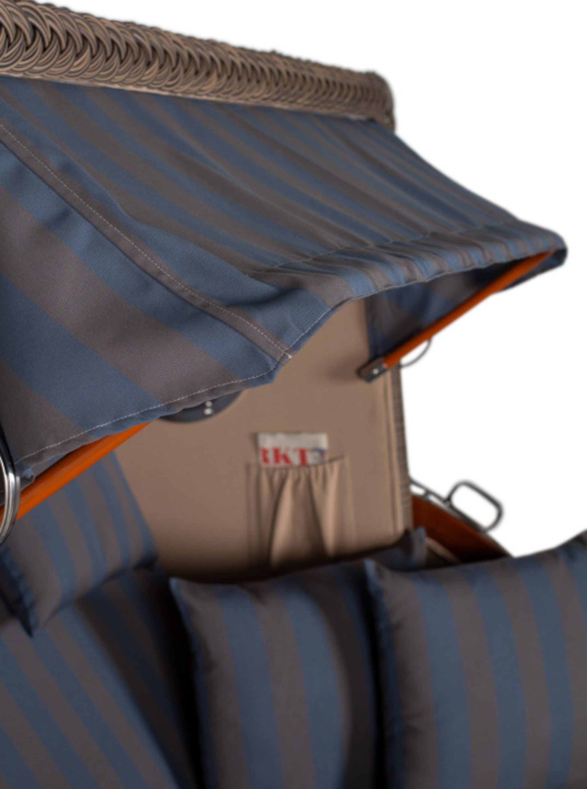 Strandkorb Amrum Grande Bullauge Mahagoni PE grey Dessin 582