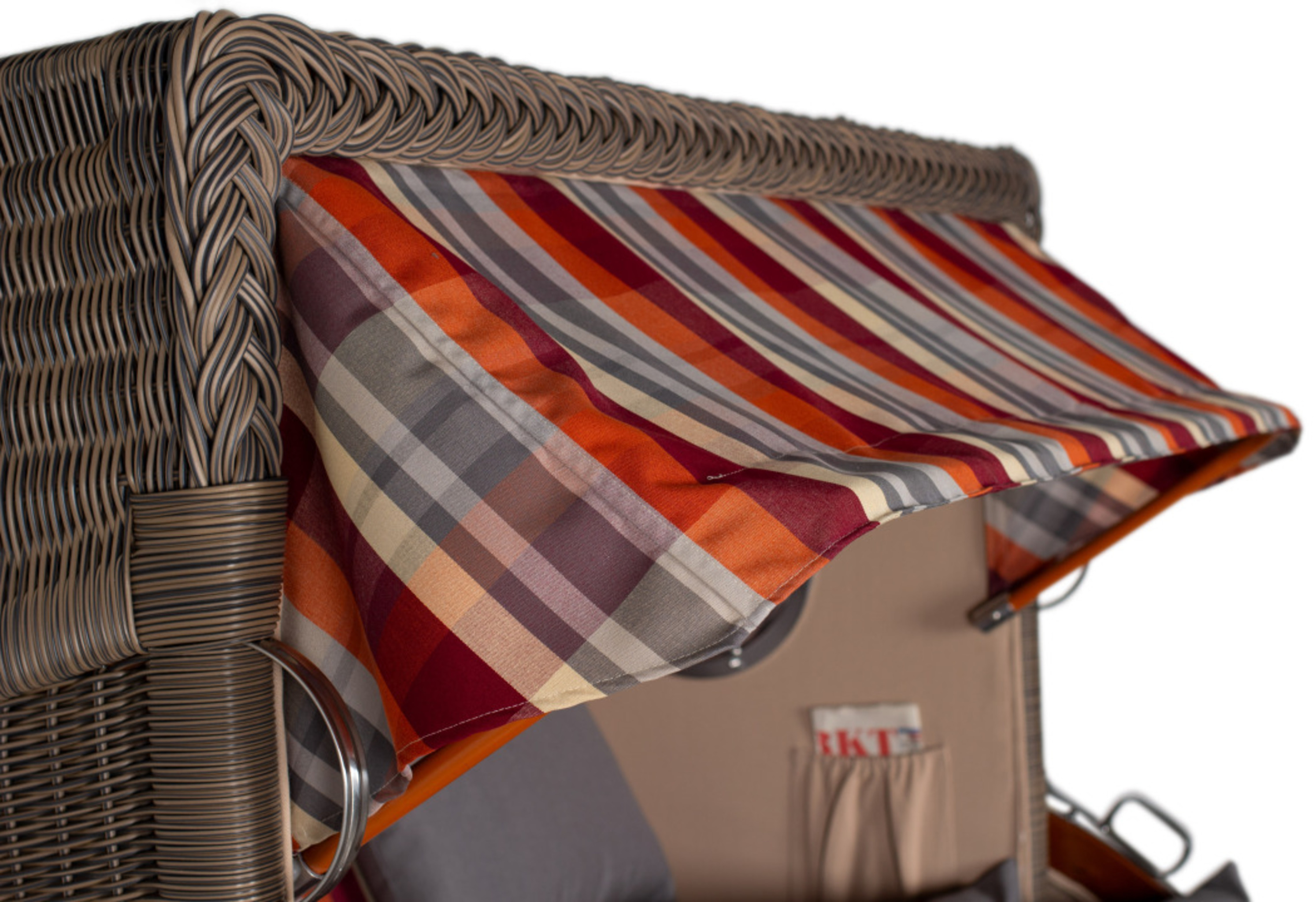 Strandkorb Amrum Grande Bullauge Mahagoni PE grey Dessin 584